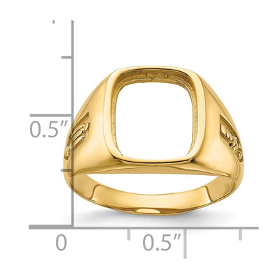 14K Men's Polished and Textured Masonic Ring Mounting