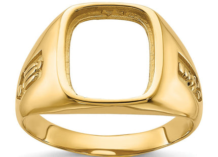 14k Men's Polished and Textured Masonic Ring Mounting (Style Y1588)