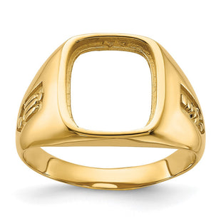 14k Men's Polished and Textured Masonic Ring Mounting (Style Y1588)