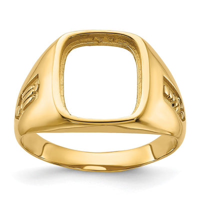 14K Men's Polished and Textured Masonic Ring Mounting