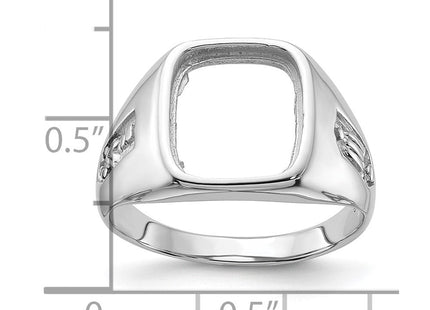 14k White Gold Men's Polished and Grooved Masonic Ring Mounting (Style Y1589)