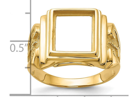 14k Men's Polished and Textured Masonic Ring Mounting (Style Y1593)