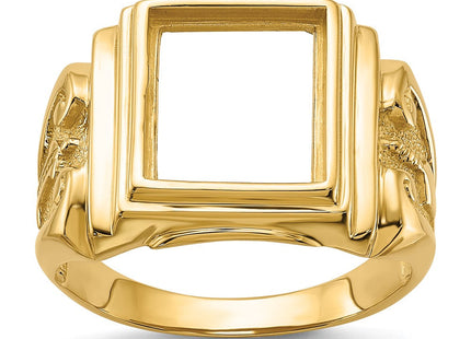 14k Men's Polished and Textured Masonic Ring Mounting (Style Y1593)