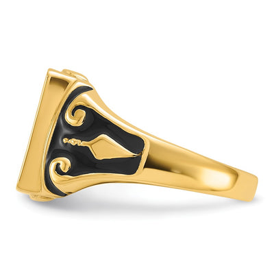 14K Men's Polished and Textured (No Enamel) Masonic Ring