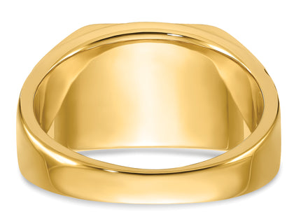 14k Men's Polished and Textured with Black Enamel and Onyx Masonic Ring