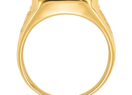 14k Men's Polished and Textured Masonic Ring Mounting (Style Y1596)