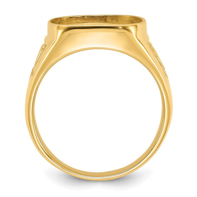 14K Men's Polished and Textured Masonic Ring Mounting