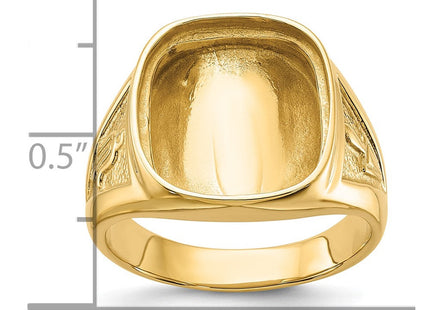14k Men's Polished and Textured Masonic Ring Mounting (Style Y1596)