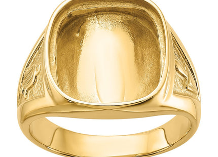 14k Men's Polished and Textured Masonic Ring Mounting (Style Y1596)