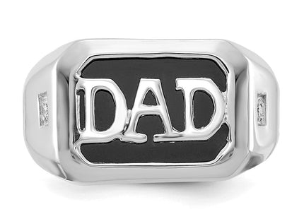 IB Goodman 14K White Gold Rectangle Onyx and AA Diamond Men's DAD Ring, view 4