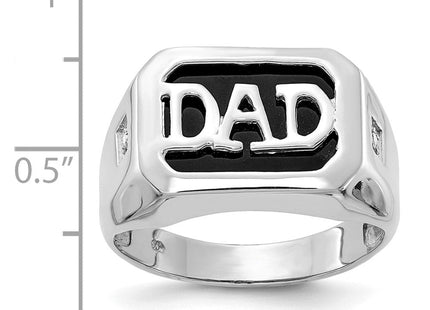 IB Goodman 14K White Gold Rectangle Onyx and AA Diamond Men's DAD Ring, view 6