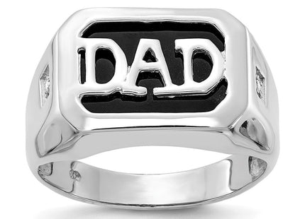 IB Goodman 14K White Gold Rectangle Onyx and AA Diamond Men's DAD Ring