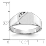 14K White Gold 10.0x9.0mm Open Back Diamond Signet Ring view