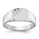 14K White Gold 10.0x9.0mm Open Back Diamond Signet Ring view