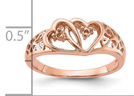 14k Rose Gold Polished .. Diamond Heart Ring Mounting