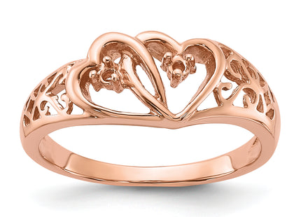 14k Rose Gold Polished .. Diamond Heart Ring Mounting