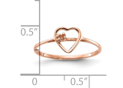 14K rose gold diamond heart ring, another view