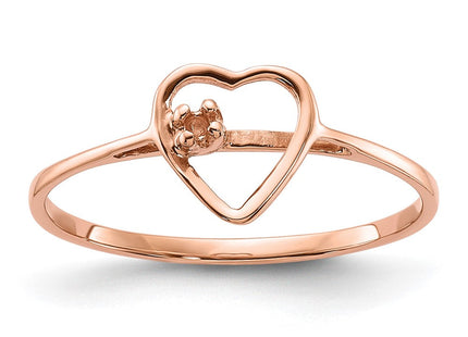 14K rose gold diamond heart ring
