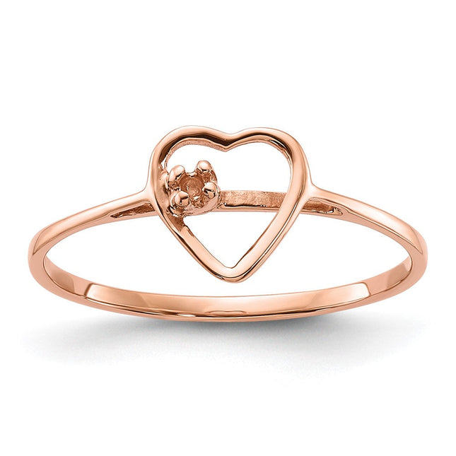 14K rose gold diamond heart ring