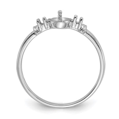 14K White Gold Polished Diamond & Pearl Ring Mounting