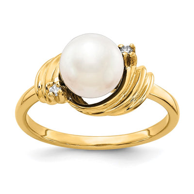 14K FW Cultured Pearl VS Diamond ring