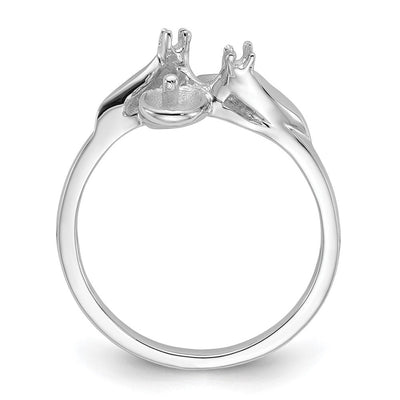14K White Gold Polished Diamond & Pearl Ring Mounting