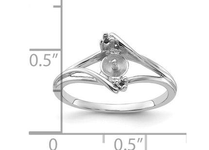 14k White Gold Polished Diamond & Pearl Ring Mounting (Style Y1882)