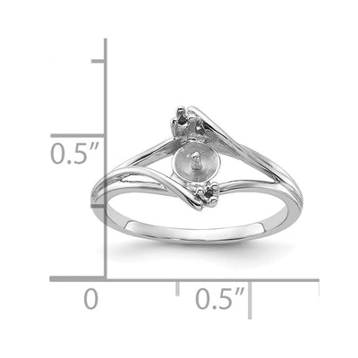 14K White Gold Polished Diamond & Pearl Ring Mounting