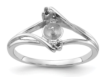 14k White Gold Polished Diamond & Pearl Ring Mounting (Style Y1882)