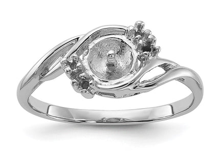 14k White Gold Polished Diamond & Pearl Ring Mounting (Style Y1922)