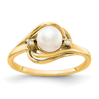 14K FW Cultured Pearl VS Diamond ring