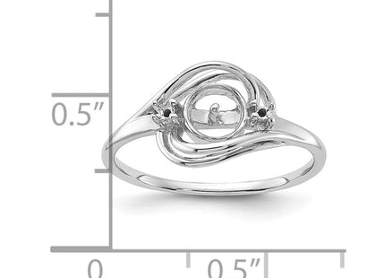 14k White Gold Polished Diamond & Pearl Ring Mounting (Style Y1969)