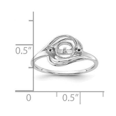 14K White Gold Polished Diamond & Pearl Ring Mounting