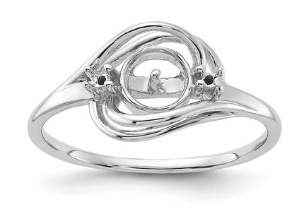 14k White Gold Polished Diamond & Pearl Ring Mounting (Style Y1969)