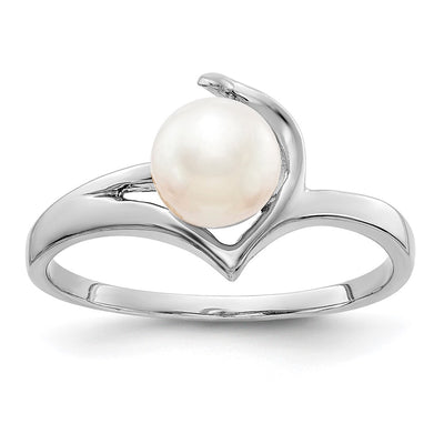 14K white gold pearl ring