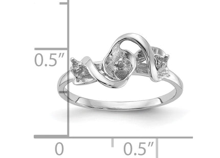 14k White Gold Polished Diamond & Pearl Ring Mounting (Style Y2017)