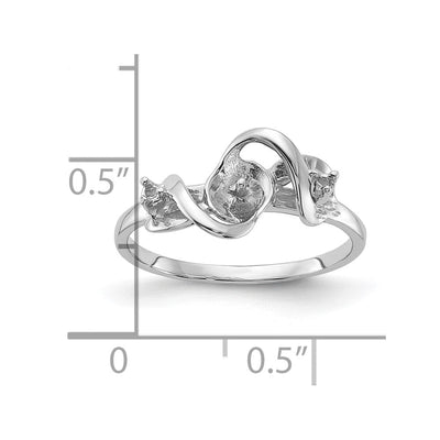 14K White Gold Polished Diamond & Pearl Ring Mounting
