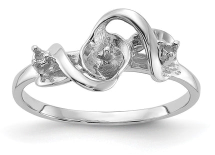 14k White Gold Polished Diamond & Pearl Ring Mounting (Style Y2017)