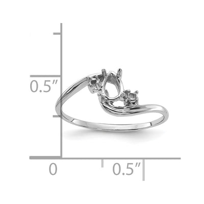 14K White Gold Polished .. Diamond & 6x4 Pear Gemstone Ring Mounting