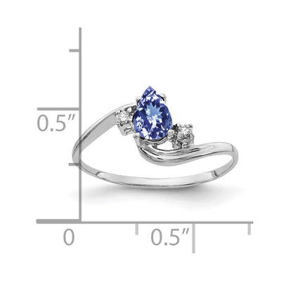 14K White Gold Pear Tanzanite Diamond ring