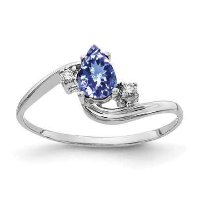 14K White Gold Pear Tanzanite Diamond ring
