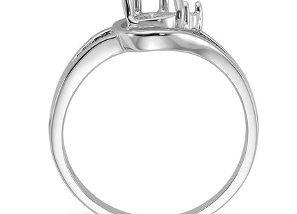 14k White Gold Polished .. Diamond & 6x4 Pear Gemstone Ring Mounting (Style Y2071)