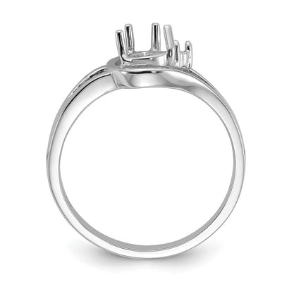 14K White Gold Polished .. Diamond & 6x4 Pear Gemstone Ring Mounting