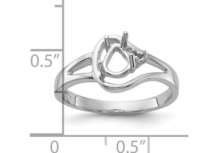 14k White Gold Polished .. Diamond & 6x4 Pear Gemstone Ring Mounting (Style Y2071)