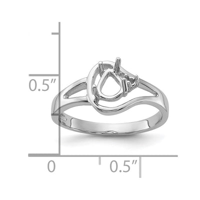 14K White Gold Polished .. Diamond & 6x4 Pear Gemstone Ring Mounting
