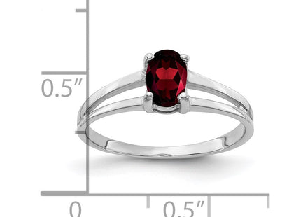 14K White Gold 6x4mm Oval Garnet Split Band Ring, view 3