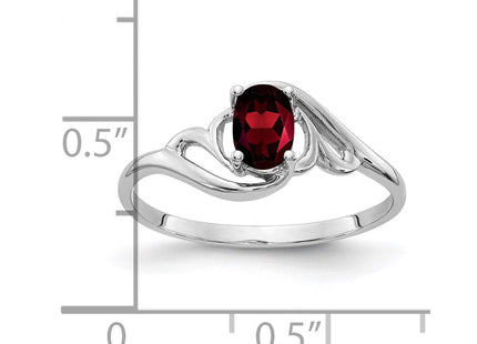 14K White Gold 6x4mm Oval Garnet Swirl Ring, view 3