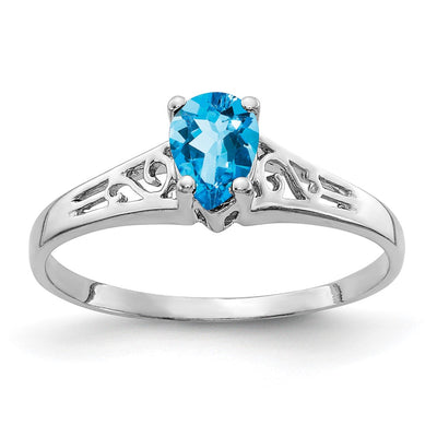 14K white gold blue topaz ring