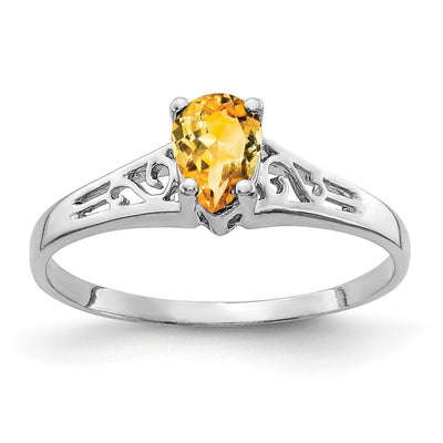 14K white gold citrine ring