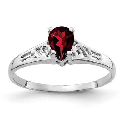 14K white gold garnet ring
